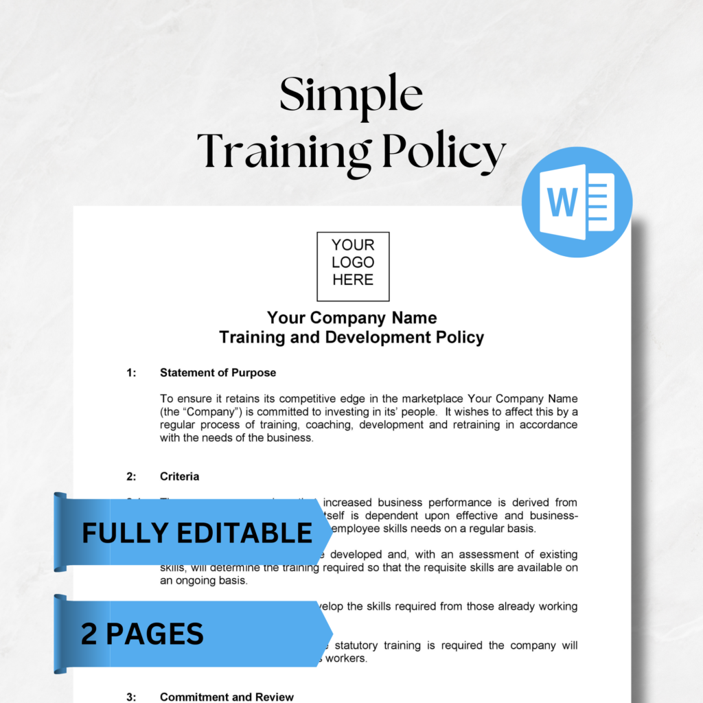 download a training policy to pass the chas assessment