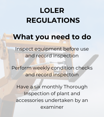 Loler regulations what you need to do.  Inspect equipment before use and record inspection.  Perform weekly condition checks and record inspection.  Have a six monthly thorough inspection of plant and accessories undertaken by an examiner